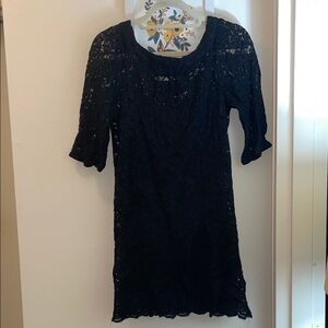 Diane Von Furstenberg Black Lace Mini Dress